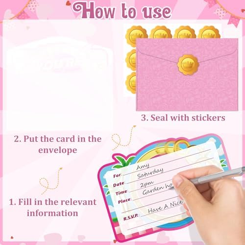 GZDUCK 20Pcs Pink Hedgehog Birthday Invitations
