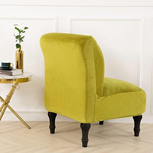 MIFXIN Velvet Armless Chair Slipcover 1 Pack Grass Yellow