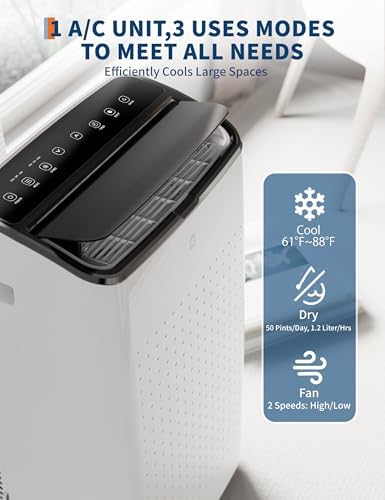 14000 BTU Portable AC Unit with Fan and Dehumidifier