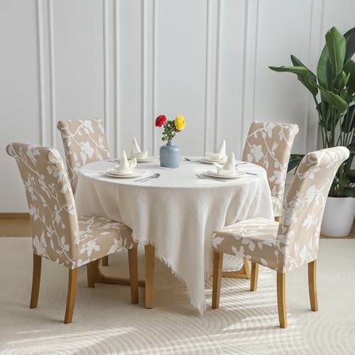 FORCHEER 4 Pack Stretch Floral Dining Chair Covers for Parson Chairs