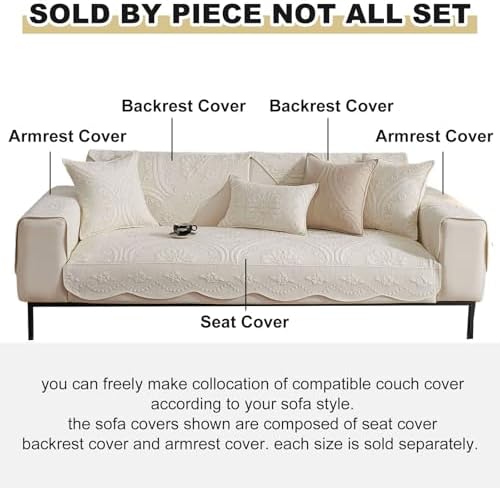 Vctops Floral Embroidered Sofa Slipcover Non Slip Cotton Cover 28x28