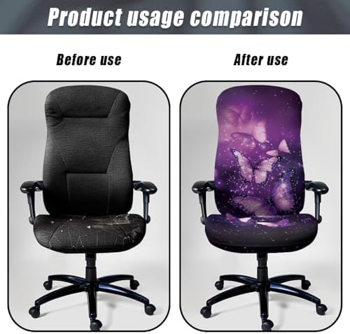 Modern Gothic Purple Butterfly Chair Cover for Office and Home