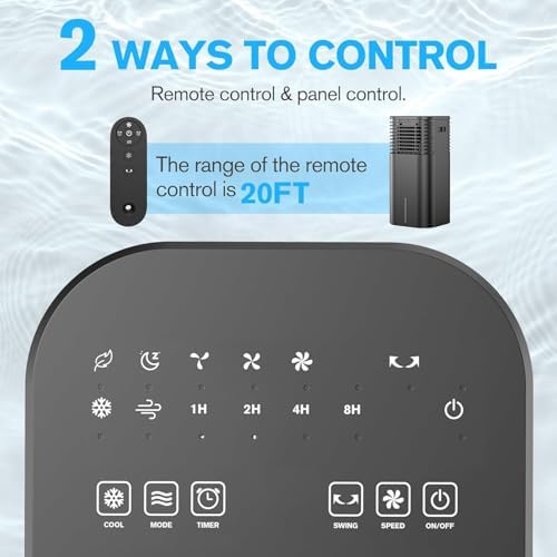 24 Inch Windowless Portable AC Unit with Remote and 120 Degree Oscillation