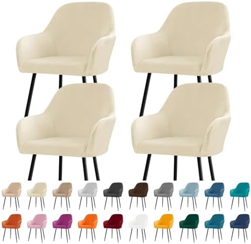 Velvet Curved Back Dining Chair Cover with Arms