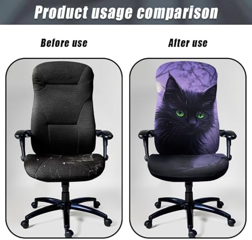 Cat Design Office Chair Cover Reusable Dust-Proof Slipcover