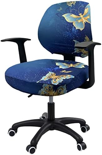 YOXEULL Chair Cover Set 2 Piece Blue Butterfly Office Chair Slipcover Protector