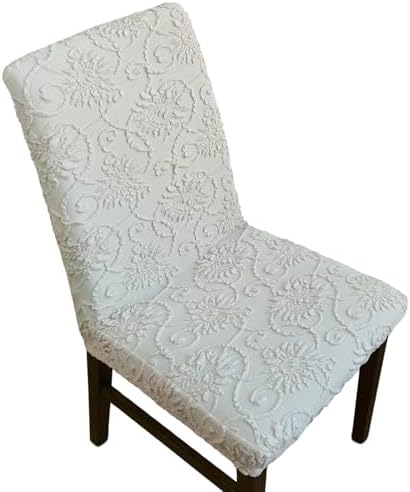 Stretch Dining Chair Covers Set of 2 Embossed Floral Pattern