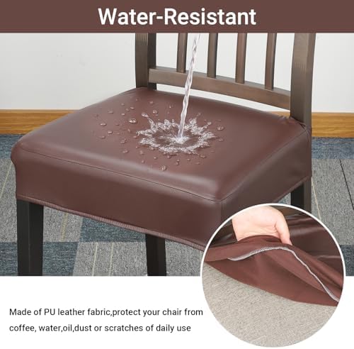 Treaful Dining Chair Covers Set of 6 PU Leather Slipcovers