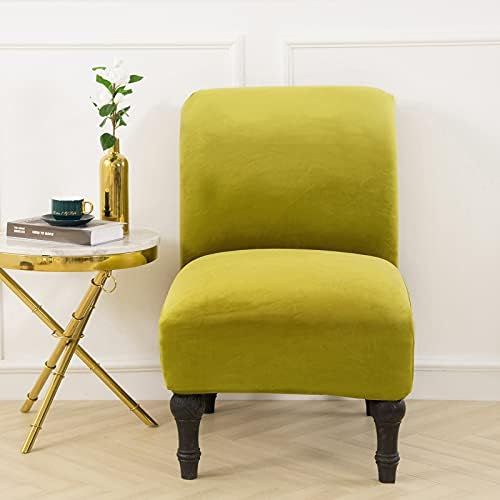 MIFXIN Velvet Armless Chair Slipcover 1 Pack Grass Yellow