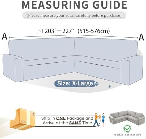 ALIECOM Stretchable L Shape Sofa Cover with Elastic Bottom