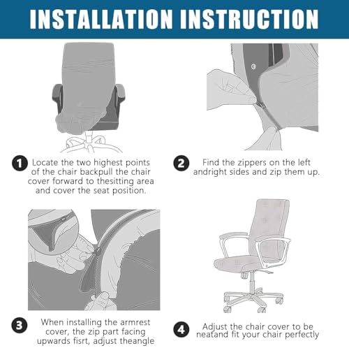 Doottoo Office Chair Covers with Zipper Beige