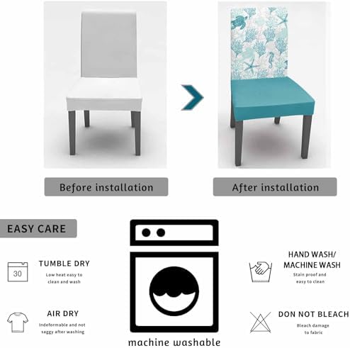 DecorLovee Turquoise Coastal Dining Chair Covers Set of 4