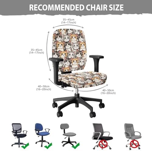 Wanzuoeng Cute Cat Print Armchair Slipcover 2 Piece