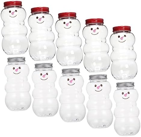 NOLITOY 10pcs Snowman Shaped Juice Bottles