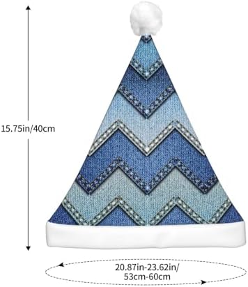 Gradient Blue Denim Print Christmas Hat with LED Lights