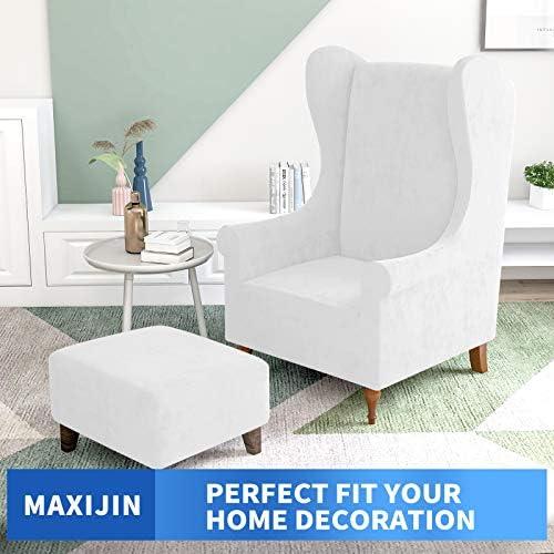 MAXIJIN Velvet Wingback Chair Slipcover 1-Piece Stretch Soft