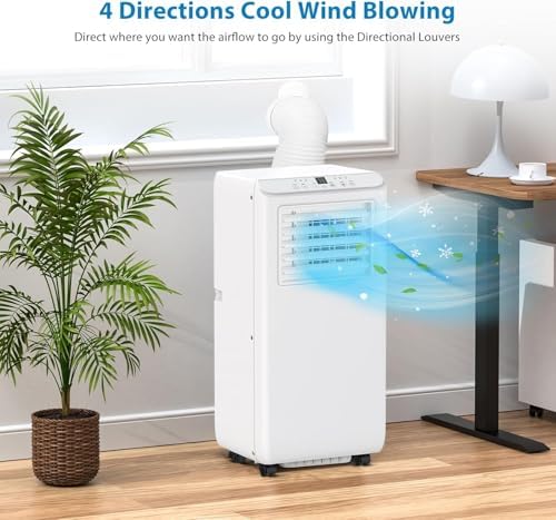 8000BTU Portable Air Conditioner with Remote Control Cooling Dehumidifier Fan White