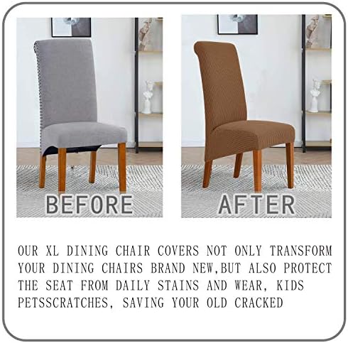 Deisy Dee Stretch XL Dining Chair Covers Brown 2 Pack
