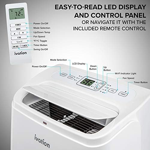 Ivation 12000 BTU Portable AC with Wi-Fi Control