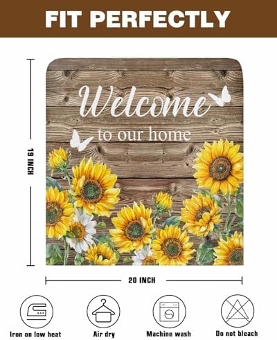 Welcome Texts Yellow Sunflowers Dining Chair Covers 4 Pack Removable