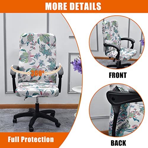 CRFATOP Stretch Office Chair Cover with Zipper Universal Rotating Seat Desk Cover