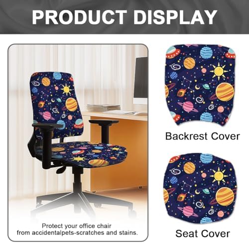 Outer Space Planet Chair Covers 2pcs for Office Chair