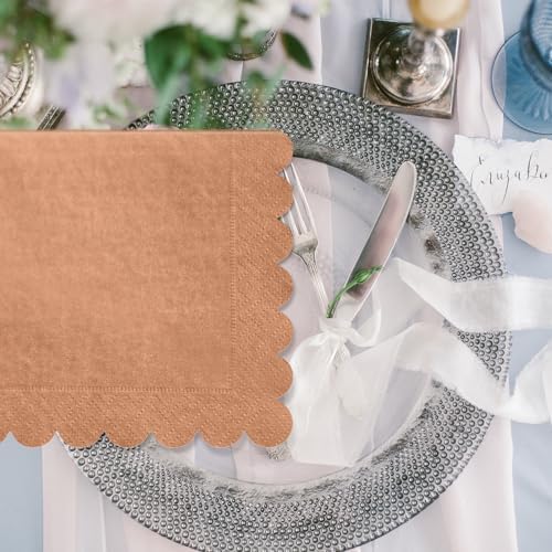 Zhanmai 100 Pack Gradient Scalloped Napkins 5x5 Inch