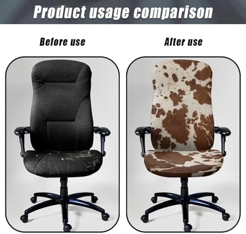 Wanyint Stretchable Cow Print Chair Cover Dustproof Universal for Office Chairs