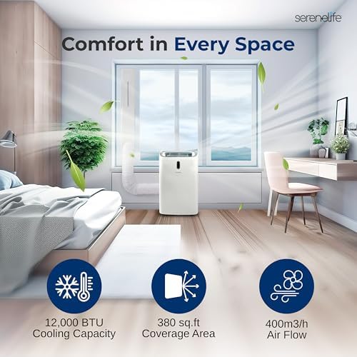 SereneLife SLPAC240W Portable Air Conditioner White 12000 BTU