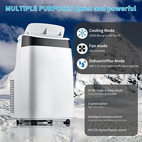 Acekool 12000 BTU Portable Air Conditioner With Dehumidifier Fan And Window Kit