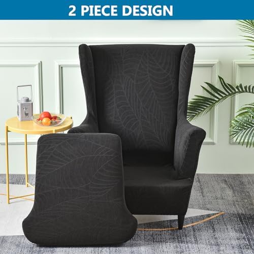 Waterproof Wingback Chair Slipcovers 2 Piece Stretch Spandex