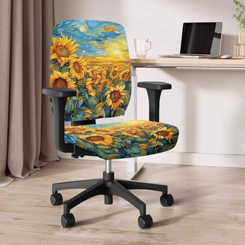 Van Gogh Sunflower Office Chair Cover 2 Piece