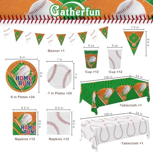 Baseball Party Supplies Kit for 24 Guests