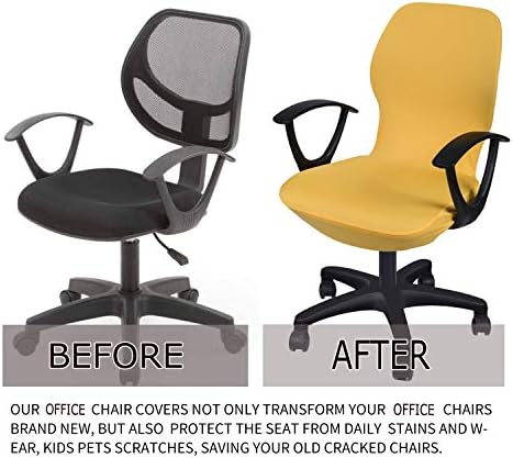 Deisy Dee Computer Office Chair Covers Yellow Stretch Rotating Slipcovers