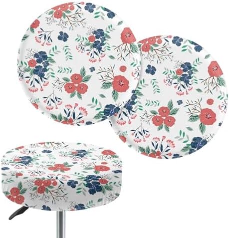 Bar Stool Cover Red Blue Floral Print 2 Piece Set