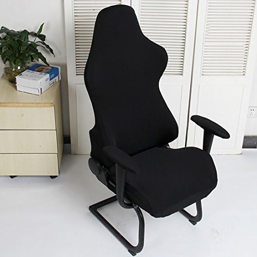 Office Computer Game Chair Cover with Zipper - Black