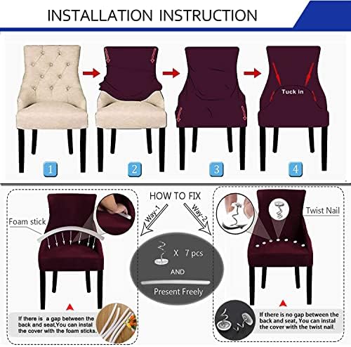 Wingback Chair Covers Set of 4 Reusable Taupe Slipcovers