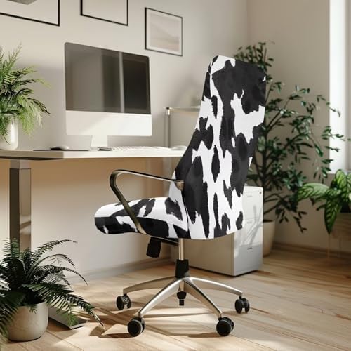 Office Chair Cover with Cow Print Stretch Slipcover