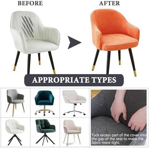 Curved Back Dining Chair Covers with Armrests 2PCS Orange