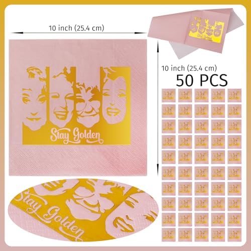 HOMEZZO 50 Pcs Golden Girls Themed Party Napkins 3-Ply Disposable