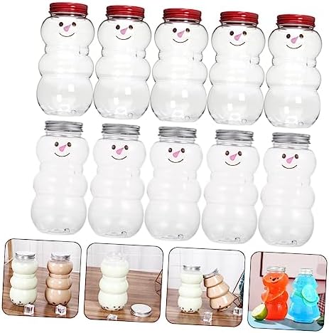 NOLITOY 10pcs Snowman Shaped Juice Bottles
