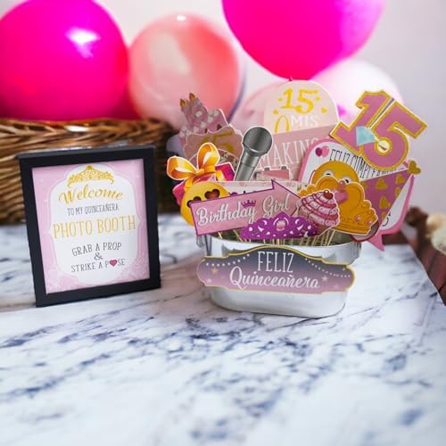 Quinceanera Photo Booth Props - 41 Piece Kit