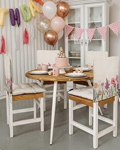 Spring Floral Chair Covers - 4 Pcs Dining Room Chair Back Covers