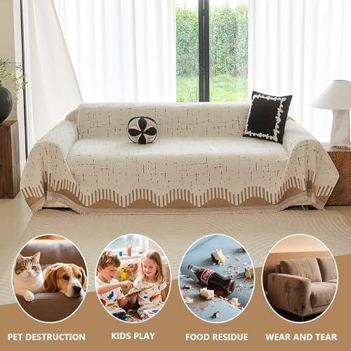 Boho Dog Couch Cover - Pet Proof 2 Cushion Slipcover 71x118