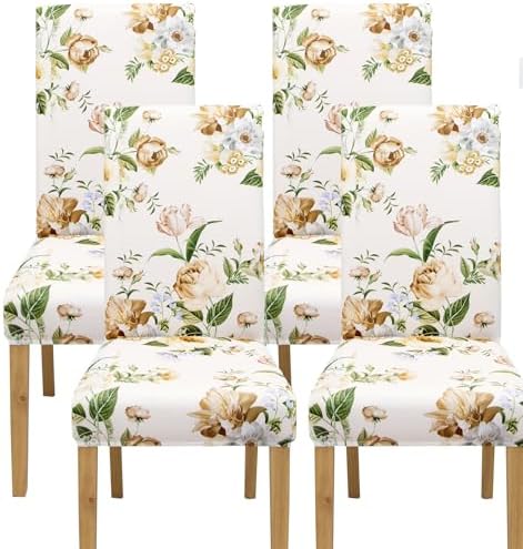 4 Pack Dining Chair Covers with Elastic Hems