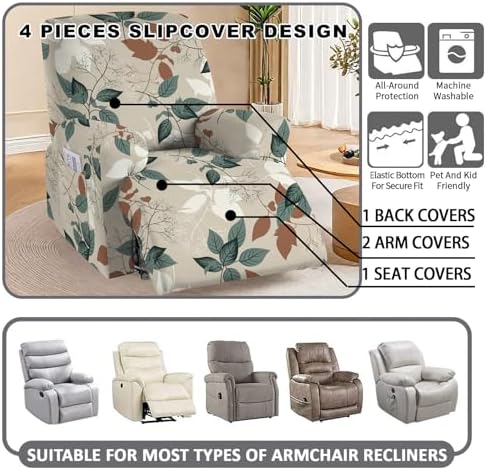 CRFATOP Stretch Recliner Slipcover 4 Piece for Living Room