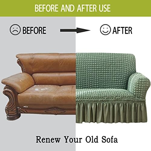 Qubjus Stretch Sofa Slipcover with Elastic Bottom and Skirt