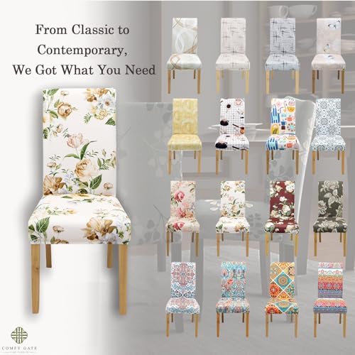 4 Pack Dining Chair Covers with Elastic Hems