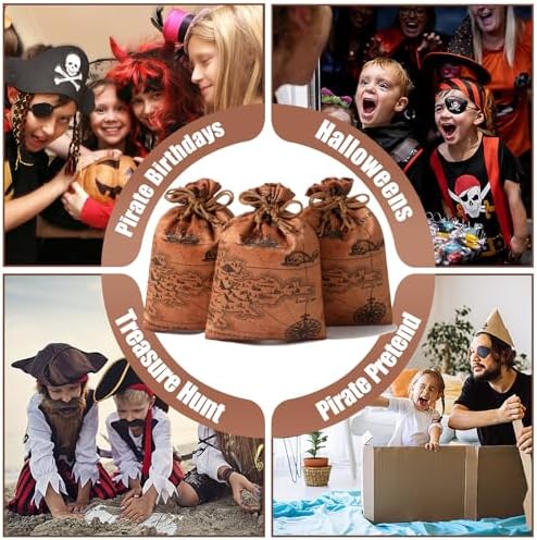 RICHNESS Pirate Party Favor Bags with Drawstring Closure