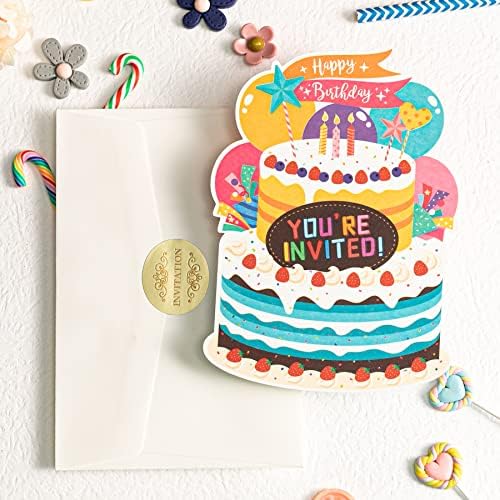 WISHGIFT 25Pcs Birthday Party Invitations Set with Envelopes